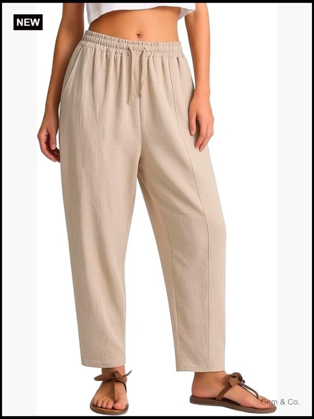 Casual Cropped Pants Drawstring Wide Leg Lounge Pockets